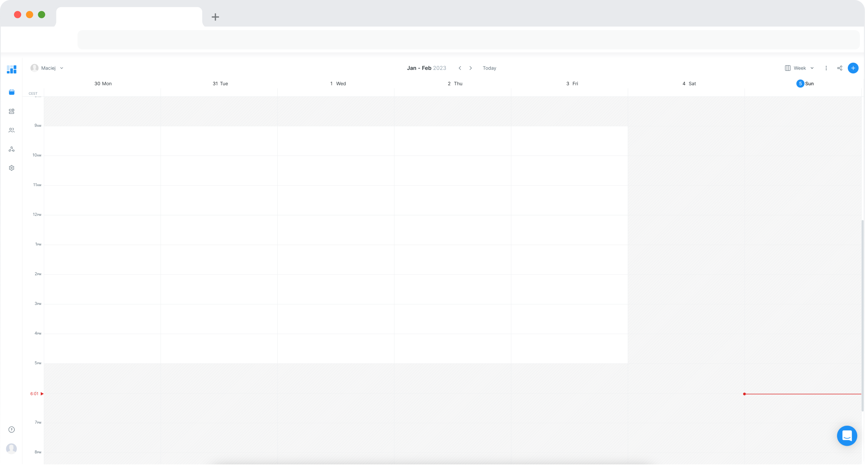 Setmore empty calendar after sign-up